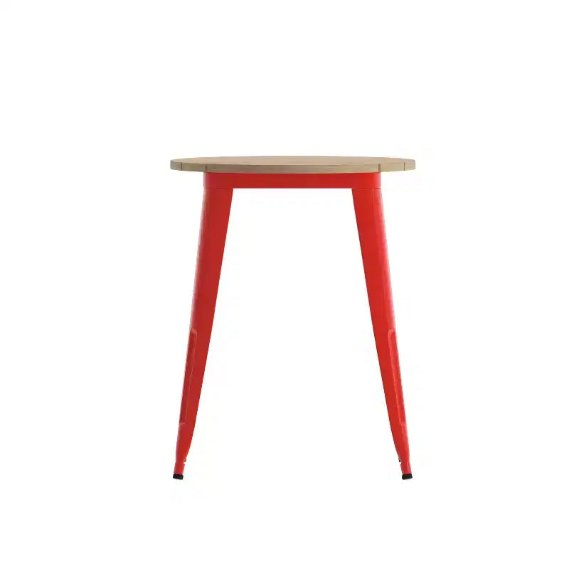 Tavolo da pranzo rotondo da 23,75" per interni/esterni con piano in resina e base in acciaio