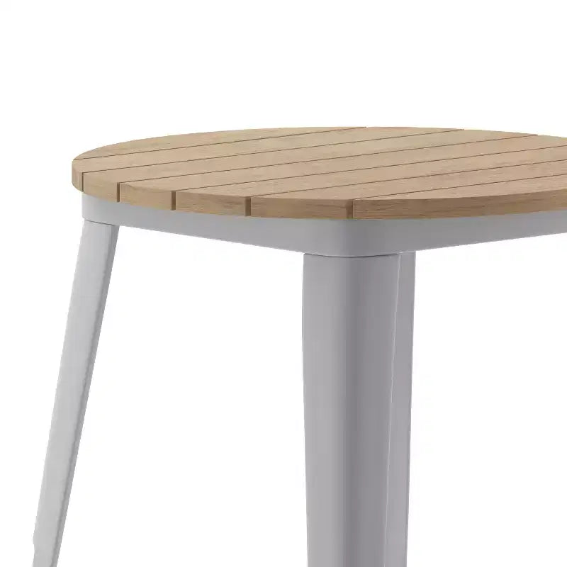 Tavolo da pranzo rotondo da 23,75" per interni/esterni con piano in resina e base in acciaio