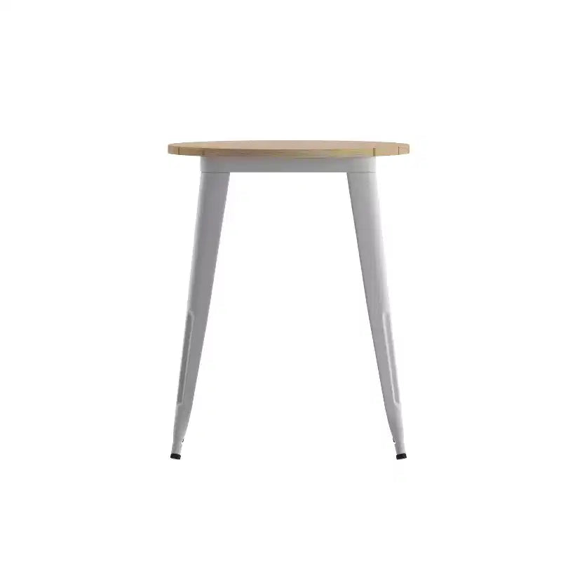 Tavolo da pranzo rotondo da 23,75" per interni/esterni con piano in resina e base in acciaio