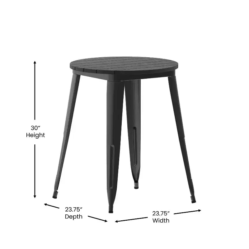 Tavolo da pranzo rotondo da 23,75" per interni/esterni con piano in resina e base in acciaio