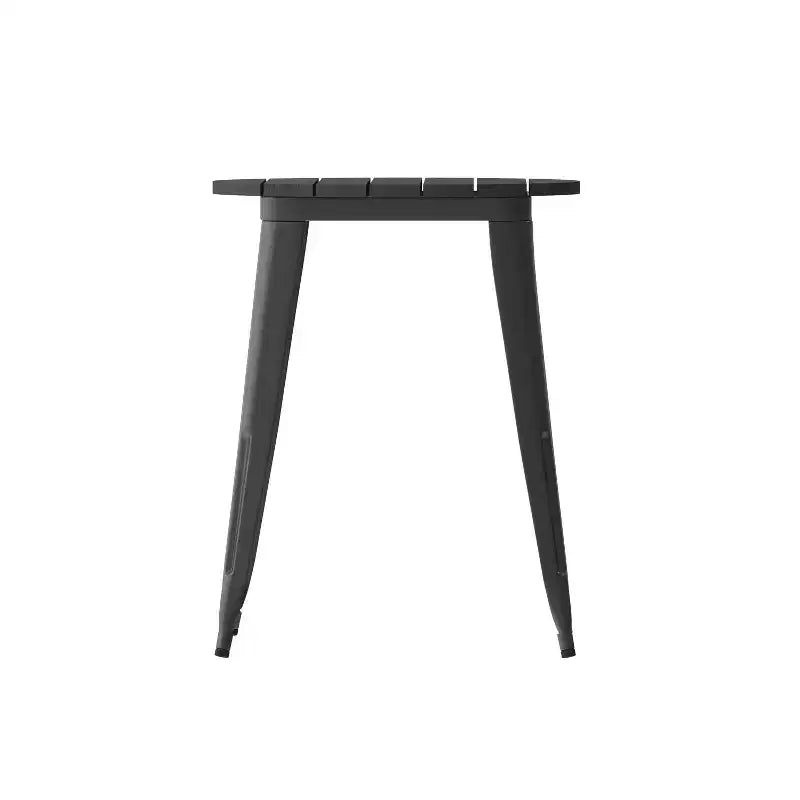Tavolo da pranzo rotondo da 23,75" per interni/esterni con piano in resina e base in acciaio