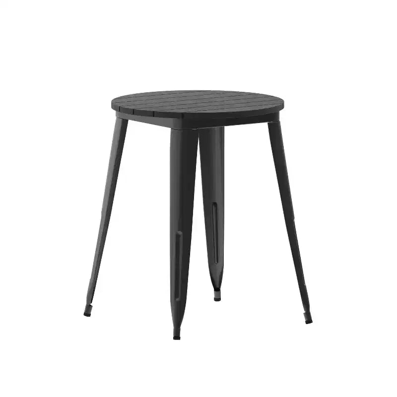 Tavolo da pranzo rotondo da 23,75" per interni/esterni con piano in resina e base in acciaio