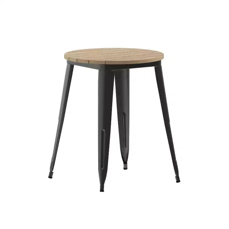Tavolo da pranzo rotondo da 23,75" per interni/esterni con piano in resina e base in acciaio