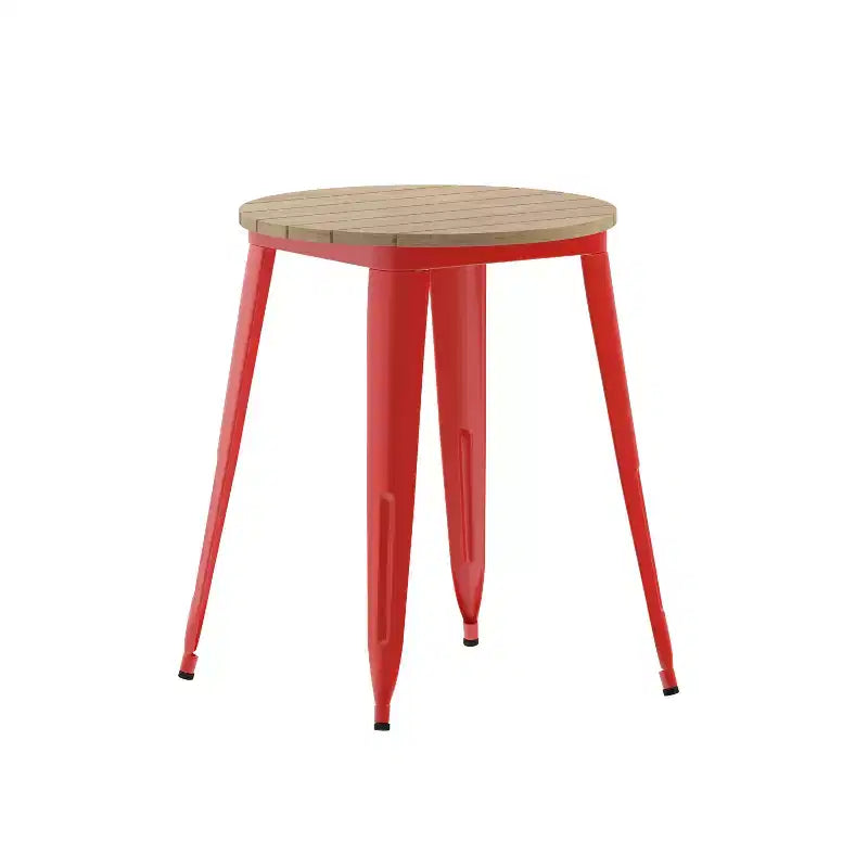 Tavolo da pranzo rotondo da 23,75" per interni/esterni con piano in resina e base in acciaio