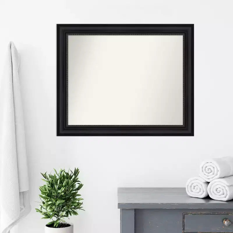 Specchio da parete per bagno non smussato con cornice nera