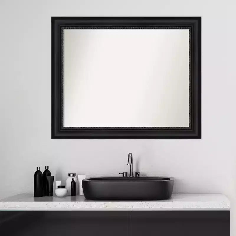 Specchio da parete per bagno non smussato con cornice nera