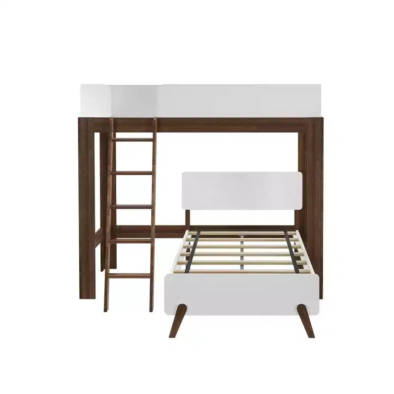 Letto a castello a L doppio su doppio, stile moderno di metà secolo