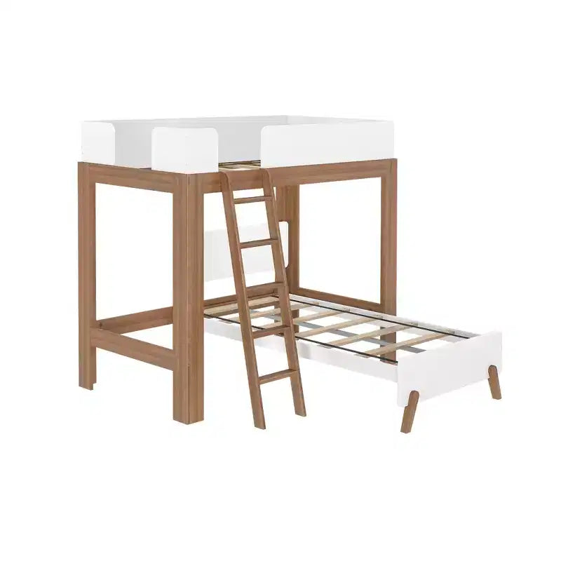 Letto a castello a L doppio su doppio, stile moderno di metà secolo