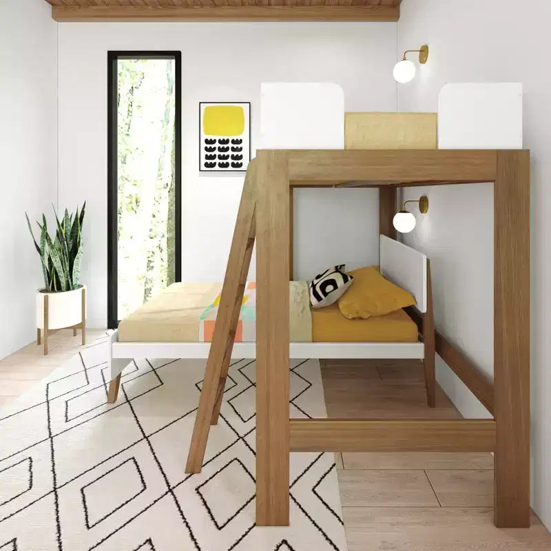 Letto a castello a L doppio su doppio, stile moderno di metà secolo