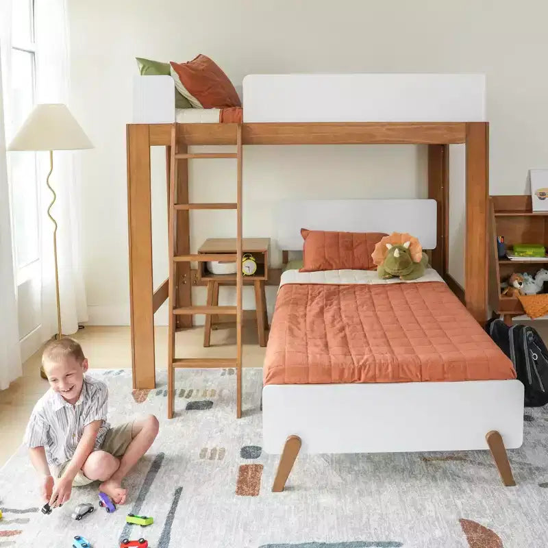 Letto a castello a L doppio su doppio, stile moderno di metà secolo